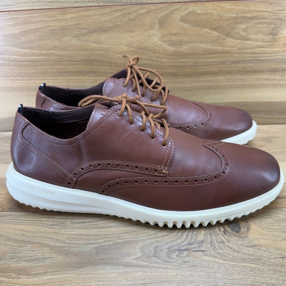 Cole Haan Grand Plus Brown Leather Oxfords Mens 13 M Wingtip Business Casual